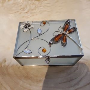 Dragonfly glass jewelry box